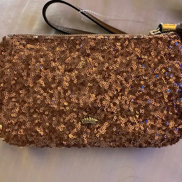 Juicy Couture Bronze Sequin Wristlet Double Zipper - Picture 2 of 3